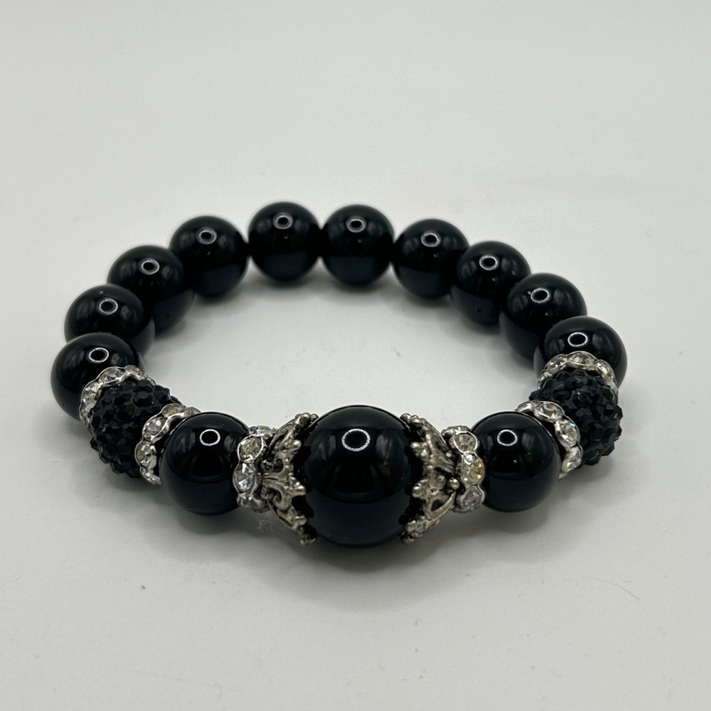 Black Onyx Stretch Bracelet; 6 inches